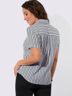 Chemisier à rayures col chemise patte de boutonnage