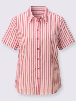 Chemisier à rayures col chemise patte de boutonnage