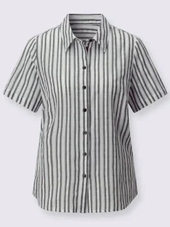 Chemisier à rayures col chemise patte de boutonnage