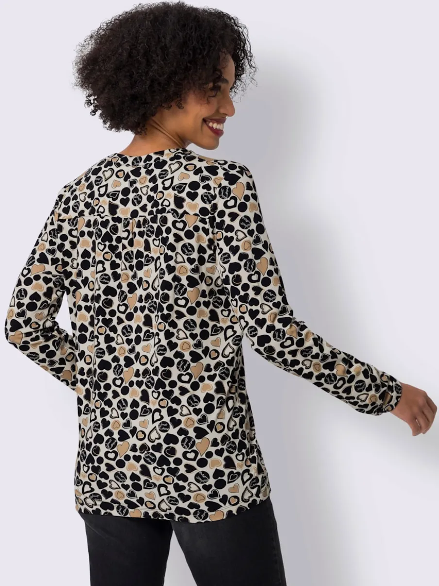 Chemisiers avec col en V à motif cœur féminin