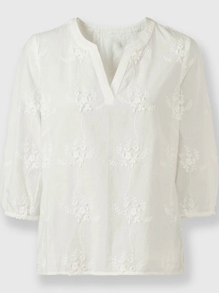 Chemisiers en coton avec broderie florale en 3D