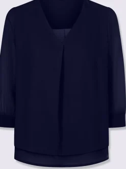Chemisiers en crêpe léger à manches transparentes extensibles