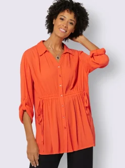 Chemisiers longs à col chemise avec poignets retroussables