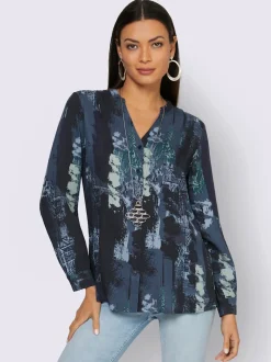 Chemisiers à manches longues en viscose avec motif flou