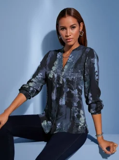 Chemisiers à manches longues en viscose avec motif flou