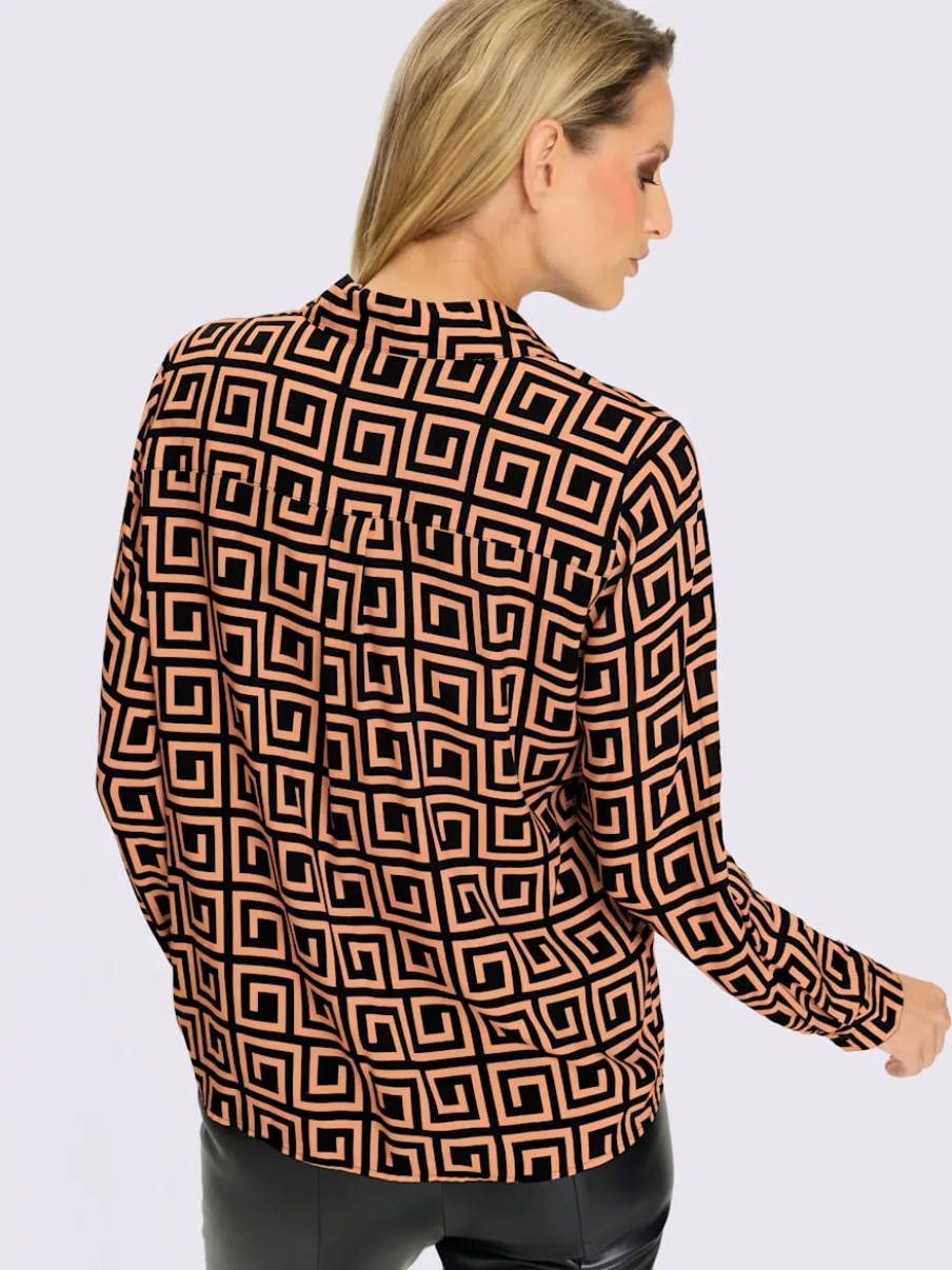 Chemisiers à motifs graphiques avec col chemise boutonné