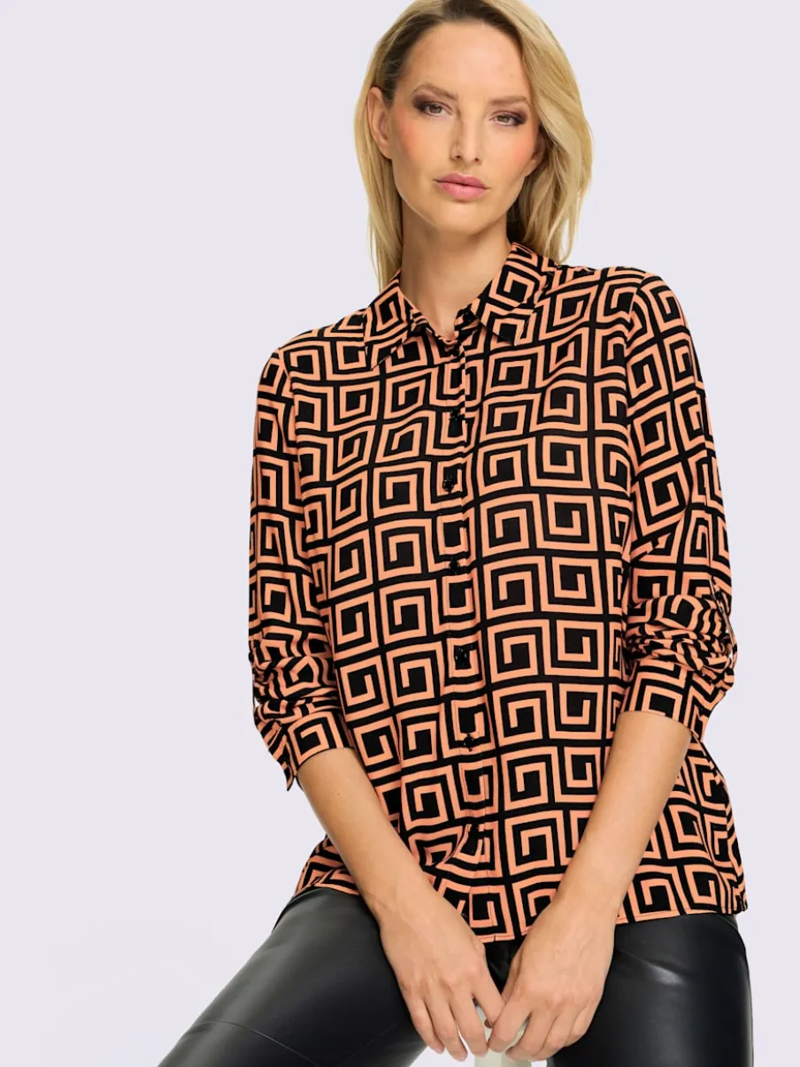 Chemisiers à motifs graphiques avec col chemise boutonné