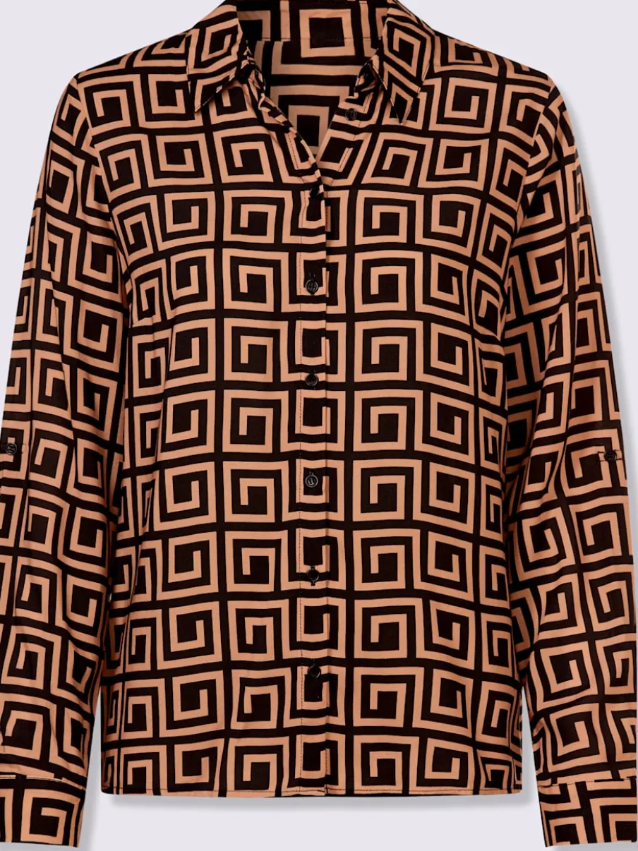 Chemisiers à motifs graphiques avec col chemise boutonné