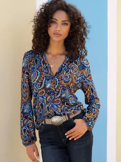 Chemisiers à motifs paisley avec encolure V et manches longues