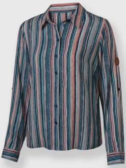 Chemisiers rayés à col chemise et manches retroussables