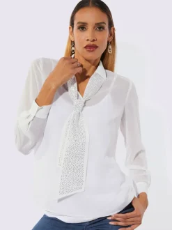 Chemisier vaporeux Georgette avec col chemise et lavallière en polyester recyclé