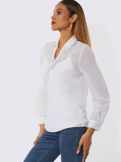 Chemisier vaporeux Georgette avec col chemise et lavallière en polyester recyclé