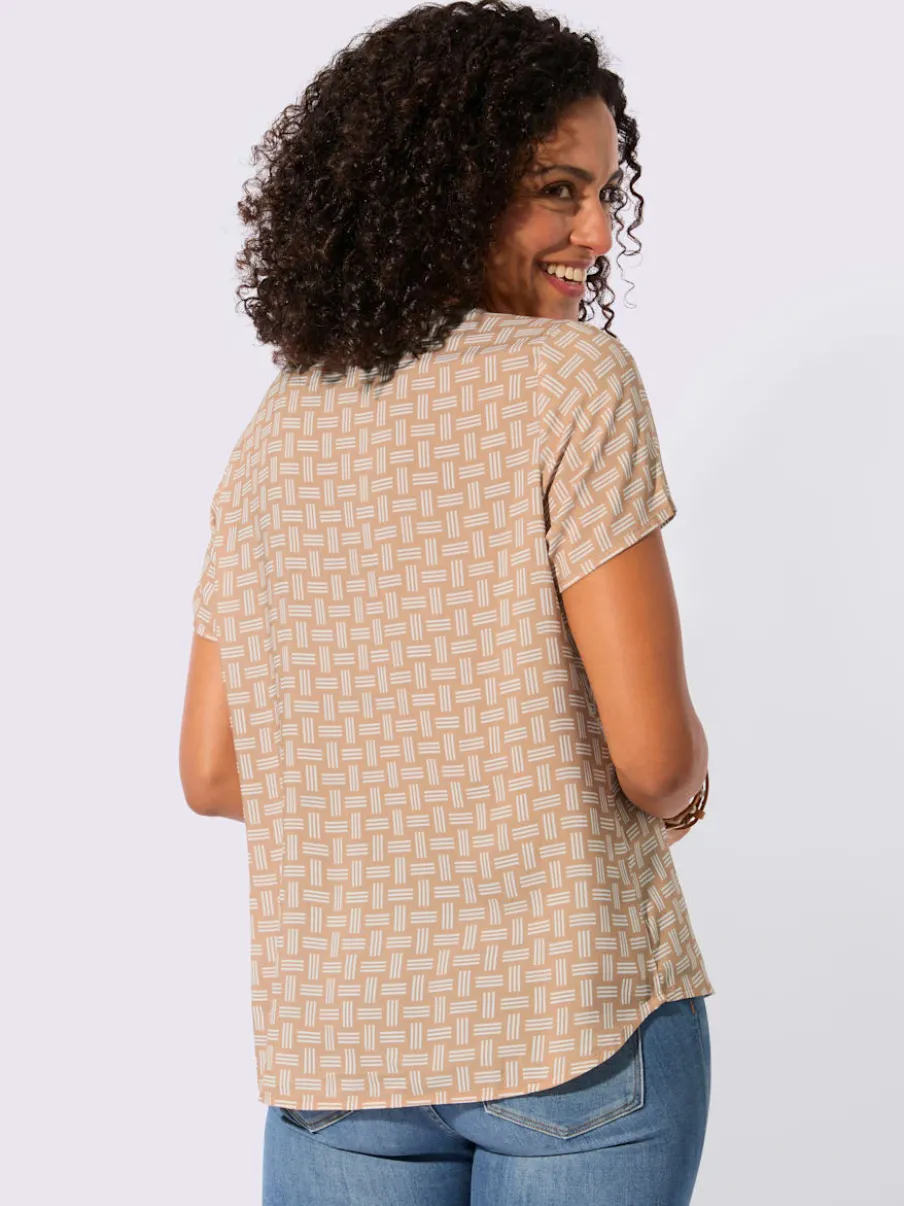 Chemisier Viscose imprimé à col V ouvert et manches courtes