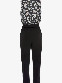 Combinaison longue à encolure en V avec motifs floraux et taille élastiquée