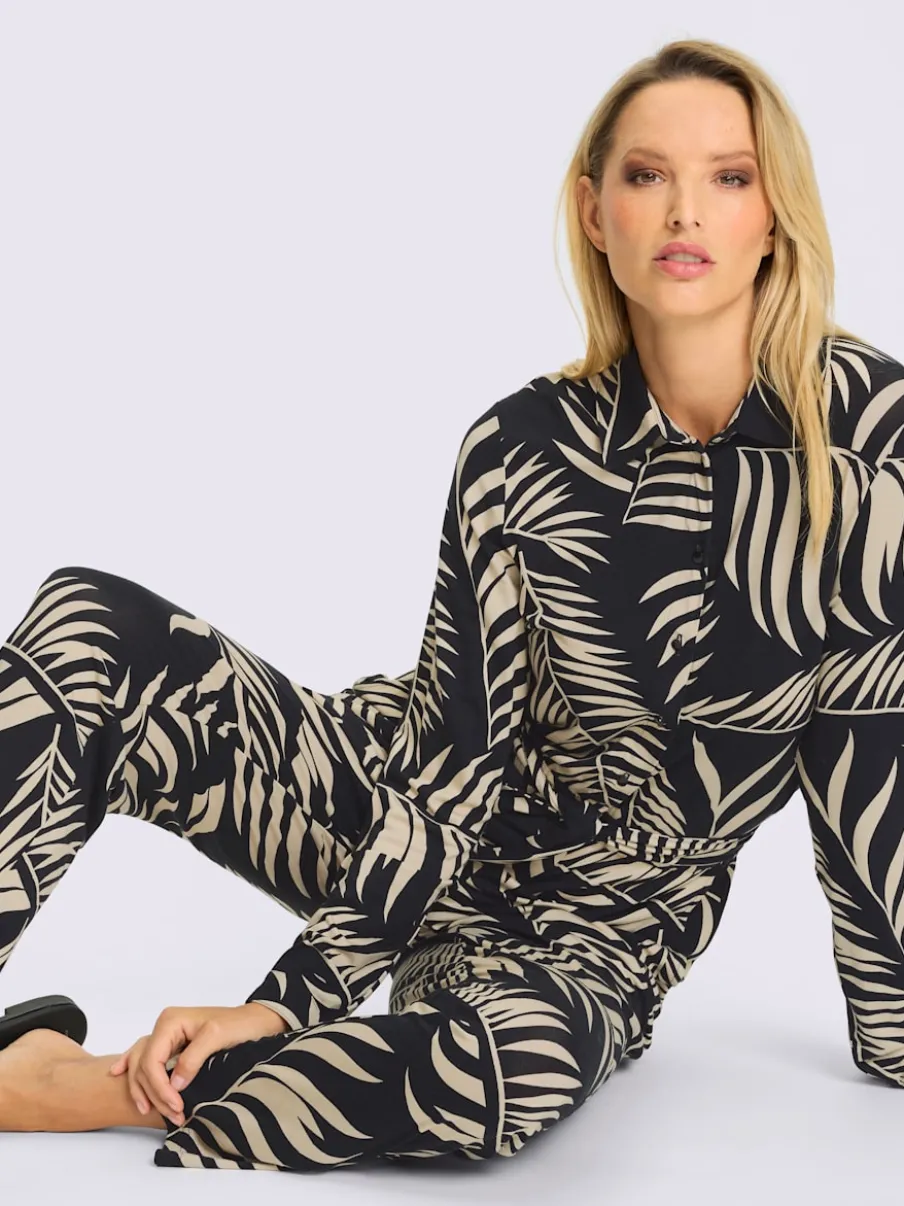 Combinaison à motif imprimé avec col chemise et poches