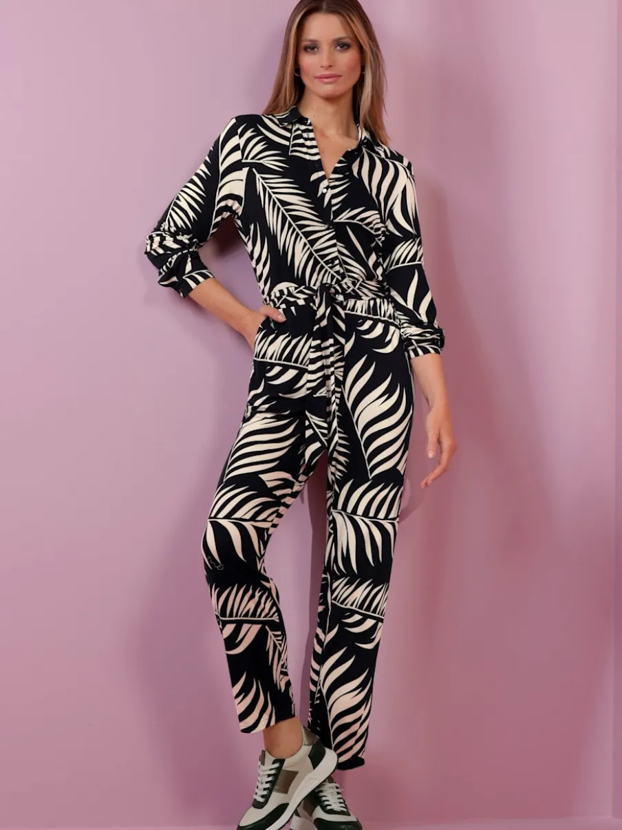 Combinaison à motif imprimé avec col chemise et poches