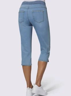 Corsaire en jean avec ceinture élastique et fentes latérales