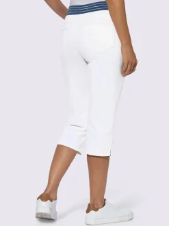 Corsaire en jean avec ceinture élastique et fentes latérales