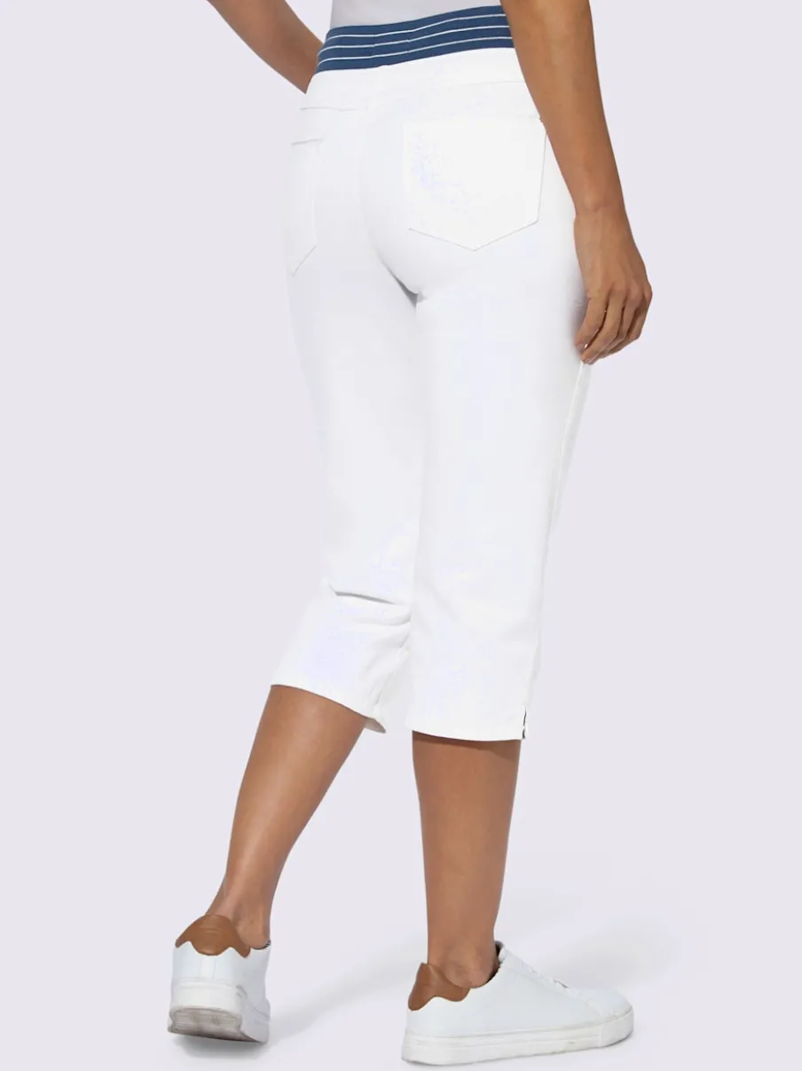 Corsaire en jean avec ceinture élastique et fentes latérales