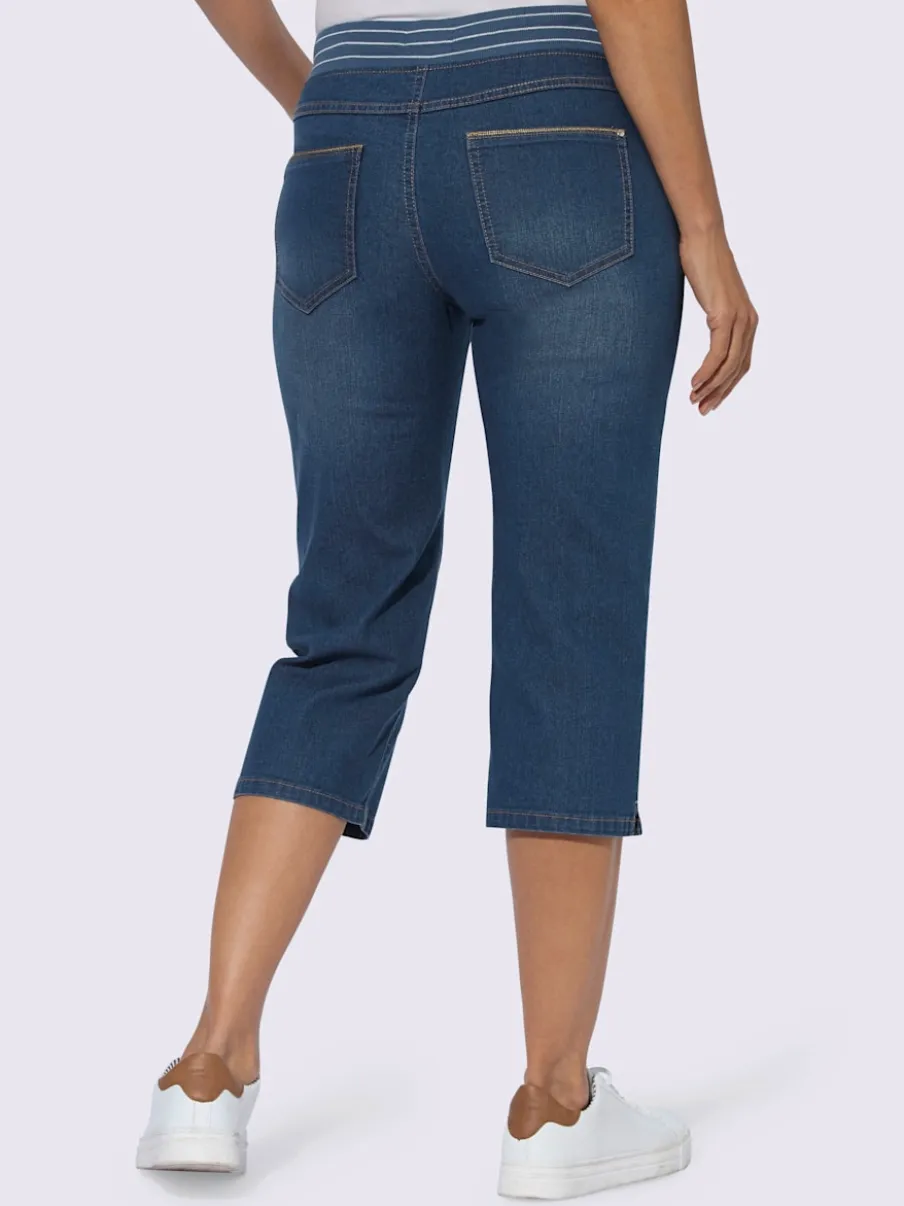 Corsaire en jean avec ceinture élastique et fentes latérales