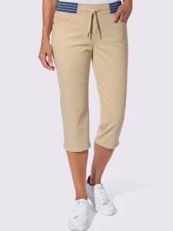 Corsaire en jean avec ceinture élastique et fentes latérales
