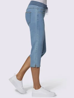 Corsaire en jean avec ceinture élastique et fentes latérales