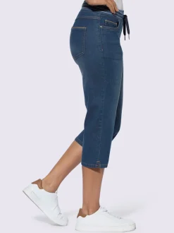 Corsaire en jean avec ceinture élastique et fentes latérales
