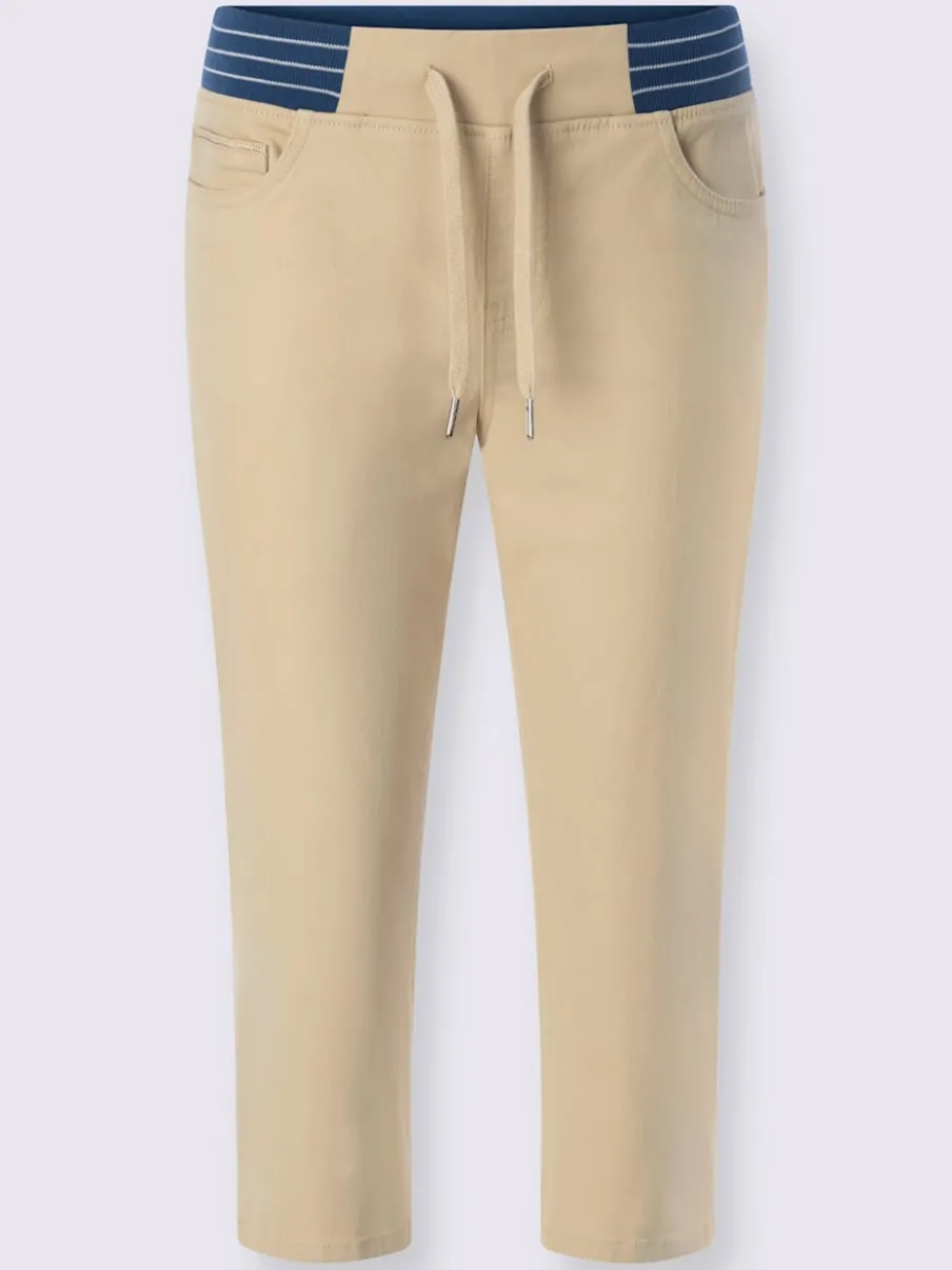 Corsaire en jean avec ceinture élastique et fentes latérales