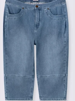 Corsaire en jean ceinture élastique au dos
