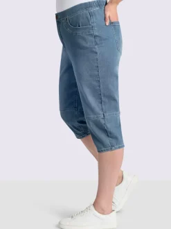 Corsaire en jean ceinture élastique au dos