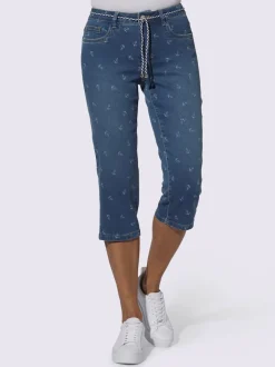 Corsaire en jean à 5 poches avec ceinture à nouer