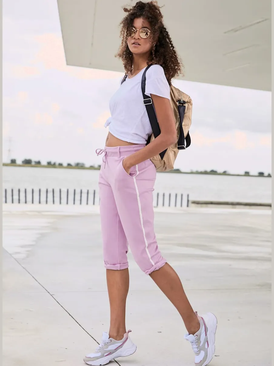Corsaires avec rayures et poches latérales fendues