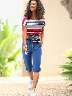 Corsaires en coton extensible avec ceinture élastique pratique