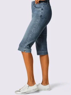 Corsaires en jean extensibles avec ceinture élastique et fentes