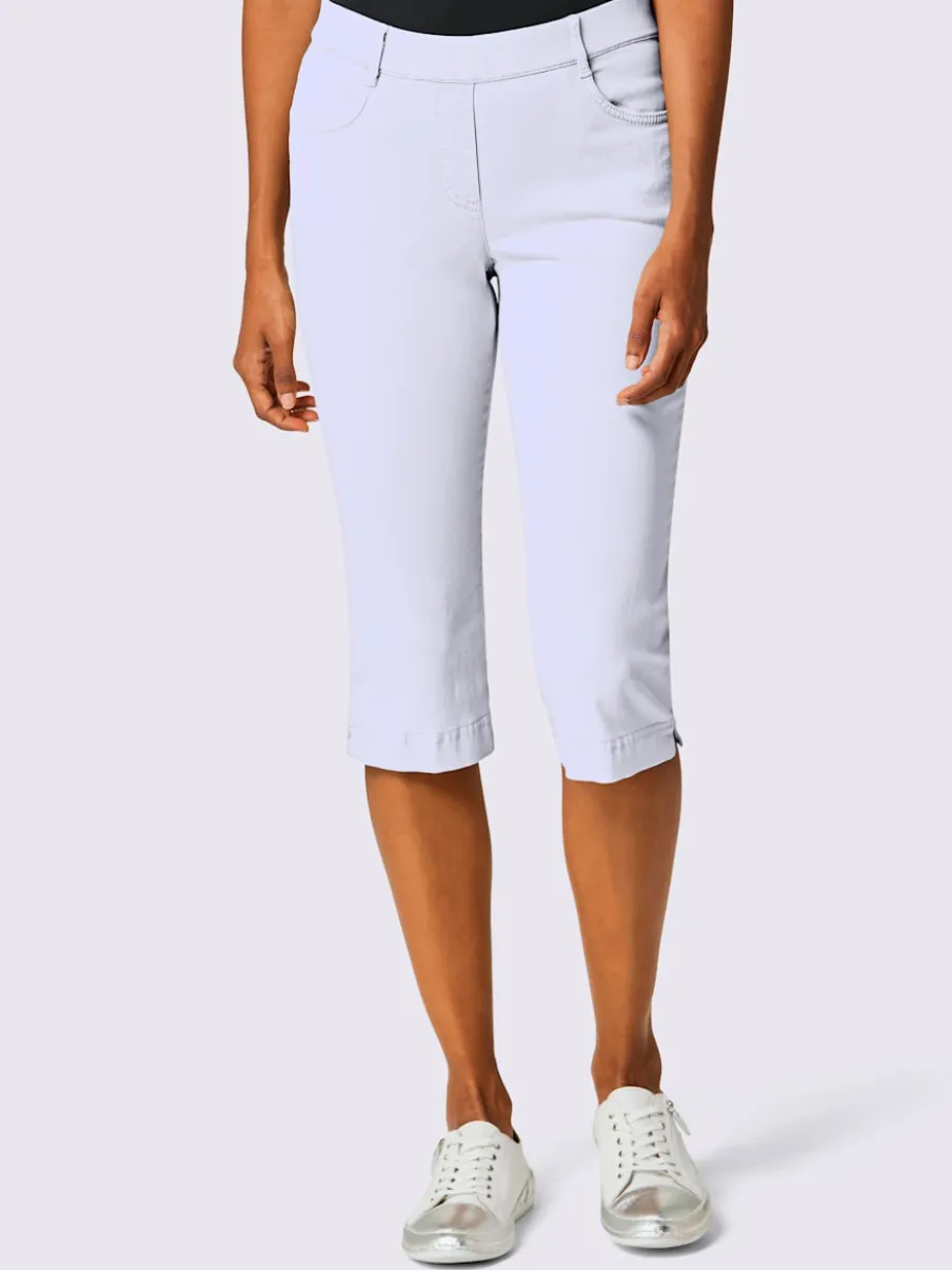 Corsaires en jean extensibles avec ceinture élastique et fentes