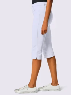 Corsaires en jean extensibles avec ceinture élastique et fentes
