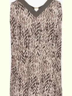 Débardeur avec encolure ronde et détails contrastés en viscose fluide