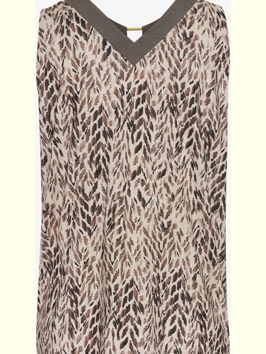 Débardeur avec encolure ronde et détails contrastés en viscose fluide