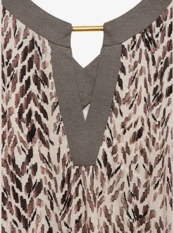 Débardeur avec encolure ronde et détails contrastés en viscose fluide