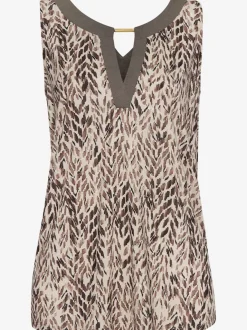 Débardeur avec encolure ronde et détails contrastés en viscose fluide