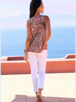 Débardeur avec fente à l'encolure et motif paisley