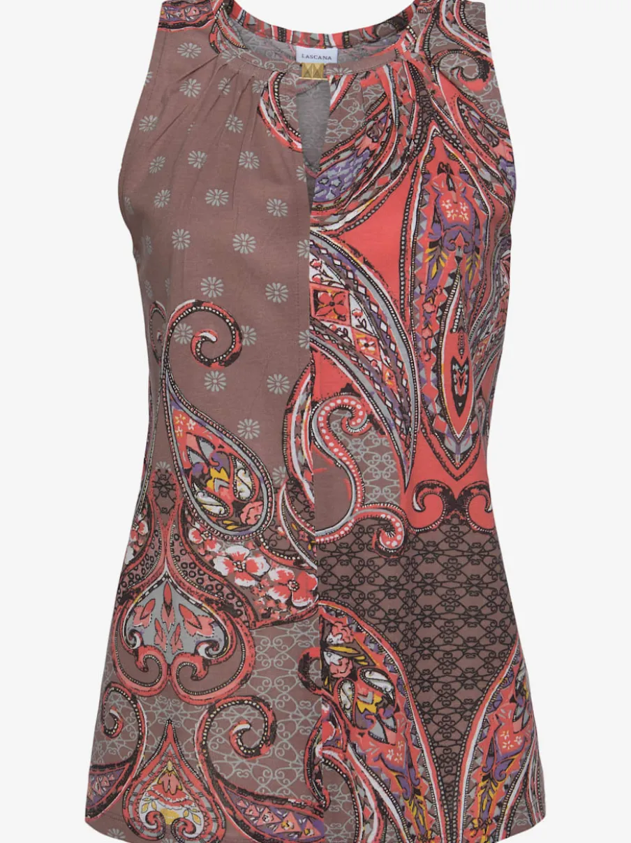 Débardeur avec fente à l'encolure et motif paisley