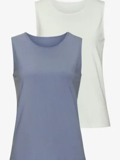Débardeur basique avec encolure haute et larges bretelles en coton-modal