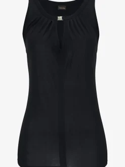 Débardeur à col avec fente et boucle décorative en viscose