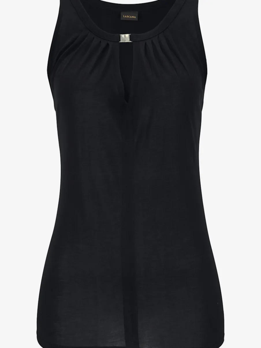 Débardeur à col avec fente et boucle décorative en viscose