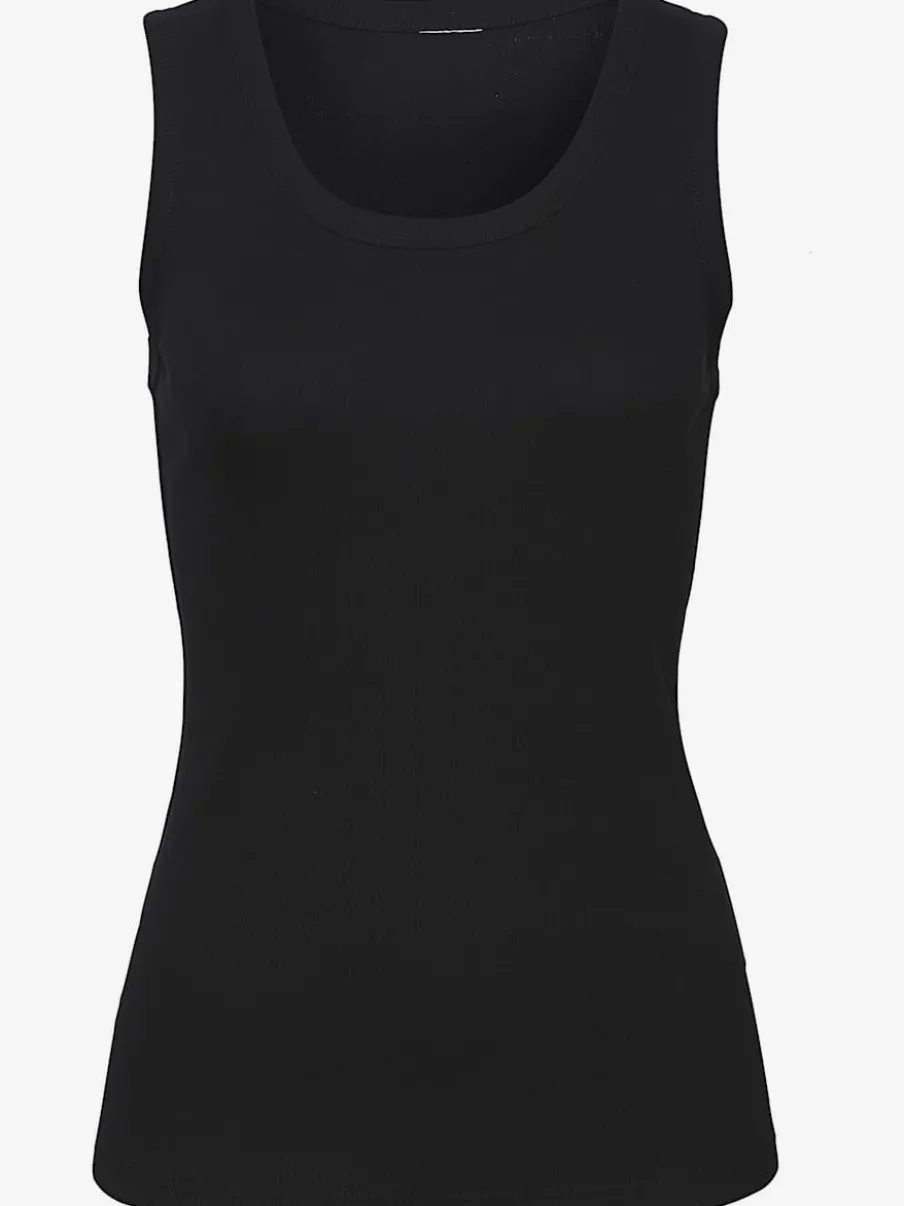Débardeur à col rond sans manches en coton extensible