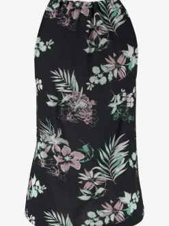 Débardeur de plage à motifs tropicaux avec encolure fendue et bretelles spaghetti
