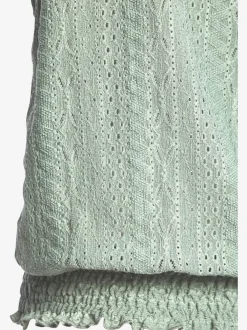 Débardeur d'été sans manches avec motif ajouré et ceinture smockée