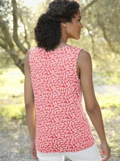 Débardeur encolure carrée à motifs floraux et larges bretelles