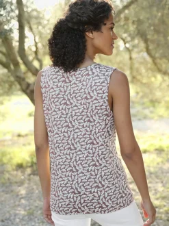 Débardeur encolure carrée à motifs floraux et larges bretelles